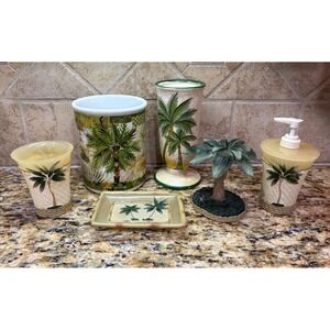 Home Essentials Palm Tree Bathroom Accessories Set Of 6